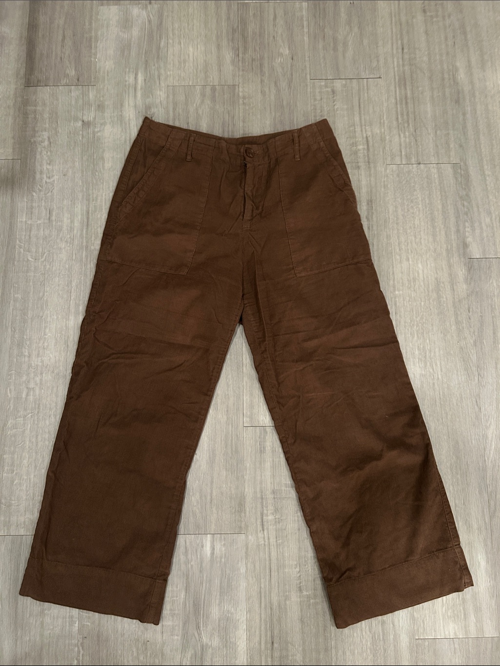 Chocolate Corduroy Cropped Wide Leg Pants